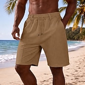 voordelige Casual korte broek-Voor heren Wafel korte broek Korte broek Casual korte broek Gestructureerde shorts Zak Elastische taille Effen Comfort Ademend Knielengte Casual Buiten Strand Vakantie Modieus Zwart Bruin Inelastisch