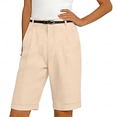economico Pantaloni di Lusso-Per donna Shorts Shorts di Lino Shorts eleganti Pantaloncini Estivi Vacanza Moda Essenziale Lunghezza al ginocchio Vita media Semplice Tasca Elastico in vita Gamba Dritta Leggero Confortevole