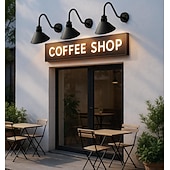 olcso kültéri fali lámpák-pajta lámpa hattyúnyak fali lámpa kültéri/beltéri IP65 vízálló farmház fali tartó vintage világítótest matt fekete kültéri verandára, házba, garázsba, teraszra, bérleményekbe, raktárba