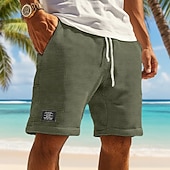 economico Pantaloncini casual-Per uomo Pantaloncini Waffle Pantaloncini Estivi Shorts da Spiaggia Pantaloncini casual Coulisse Elastico in vita Tinta unica Comodità Lunghezza al ginocchio Quotidiano All'aperto Abbigliamento