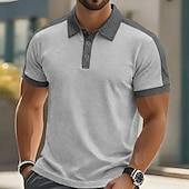 abordables Polo classique pour homme-Homme Polo Chemise de golf Occasionnel Sports Classique Manche Courte Mode Frais Bloc de Couleur Boutons Été Printemps Printemps &amp; Automne Coupe régulière Noir Blanche Rouge Bordeaux Kaki Gris Claire