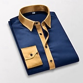 baratos Camisas de cetim masculinas-Homens Camisa Social Blusa de cetim Saia camisa de botão Camisa de formatura Côr Sólida Casamento Formal Preto Branco Vinho Azul Marinha Manga Longa Aberto para a Lateral Todas as Estações Roupa