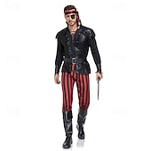 cheap Outfits-Set Medieval Renaissance Pants Vest Shirt with Accessories Long Sleeves Pirate Fancy Dress Men's Pirate Halloween Carnival Masquerade Renaissance Fair Retro Theme Party Adults' Vest Shirt Pants
