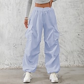 economico pantaloni cargo da donna-Per donna Pantaloni Cargo Pantaloni Pantaloni da Lavoro Pantaloni Estivi Vacanza Moda Casual Quotidiano Lunghezza intera Misura del girovita medio Semplice Coulisse Tasca Elastico in vita Comodit