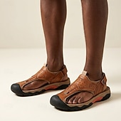 baratos sandálias de exterior-Sandálias masculinas marrons estilo pescador, com bico fechado, ideais para caminhadas ao ar livre, respiráveis e confortáveis, perfeitas para viagens, trilhas, férias de verão, momentos de lazer ao ar livre e uso casual no dia a dia.