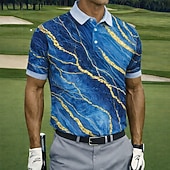economico Polo da golf da uomo-Per uomo Marmo Golf Polo Sportivi Manica Corta Magliette polo Camicie con Colletto Casual Athleisure Bottoni Estate Primavera Blu Nero Viola