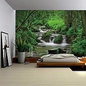 preiswerte Wandteppiche-Natur, Wald, See und Sonnenlicht – realistische 3D-Landschaft, Wandteppiche mit grünen Bäumen und blauem Himmel, sommerliche Landschaft, ideal für Schlafzimmer, Wohnzimmer, Homeoffice.