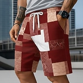 economico Stampa Geometrica-Per uomo Blocco di colori Patchwork Griglia / Plaid Costumi da bagno Pantaloncini da mare Pantaloncini da Surf Misura del girovita medio Moda Casual All'aperto Vacanza Abbigliamento Quotidiano Tasche