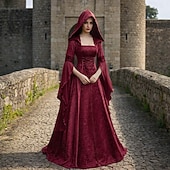 halpa Pukeutua-Retro / vintage Keskiaika Renessanssi Kokopitkä Mekot Normaali Leveä kalvosinnapit Viikinki Outlander Pluskoko Haltia Naamiaispuku Naisten Kelttiläinen Kuninkaallinen Halloween Karnevaali Naamiaiset