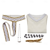 voordelige Jurk-Set Vintage Middeleeuws Renaissance Jurken met accessoires Lange Mouwen Prinses Fee Kostuum Dames Fantasie Halloween Carnaval Renaissance beurs LARP Volwassenen Kleding