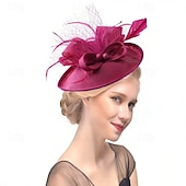 economico Fascinatori-Fascinator Lino Matrimonio Compleanno Vintage Carino Retrò Con Piuma Copricapo Copricapo