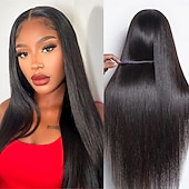 voordelige Pruiken van echt haar, met kanten voorzijde-13*6 Front Lace Wig Straight Hair Lace Wig 150% Density 14-26 Inches For Black Women