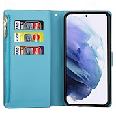 cheap 2026 Samsung Galaxy S26 Series-Phone Case For Samsung Galaxy S26 S26 Plus S26 Ultra Wallet Case Zipper Full Body Protective Kickstand Color Gradient sky PU Leather