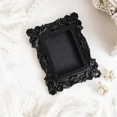 cheap Picture Frames-Vintage Black Resin Decorative Frame, Handmade Hand-Painted Ornate Wall Hanging Frame for DIY Wall Decor, Photo Display Frame, Home Wall Decoration Prop for Parties, Festivals