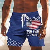 economico Shorts Patriottici 250-Per uomo 4 luglio, 250° anniversario degli Stati Uniti Bandiera degli Stati Uniti Noi, il popolo Pantaloncini foderati Pantaloncini da bagno 2 in 1 Pantaloncini da mare Misura del girovita medio