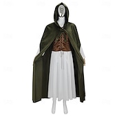 お買い得  衣装-セット レトリ／ヴィンテージ 中世 ルネッサンス アンクル丈 ケープ スカート ベスト Ranger 仮装 女性用 ハロウィーン カーニバル ルネッサンスフェア レトロテーマパーティー 成人 ベスト スカート クローク オールシーズン