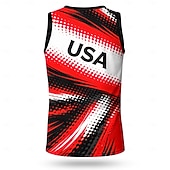 cheap Running Tee &amp; Tank Tops-Men's Soccer Jersey Geometric Color Block Letter USA Workout Tank Top Running Tank Top Athletic T-shirt Summer Color Block Sleeveless Athleisure Spandex UPF 50 Quick Dry Moisture Wicking Breathable