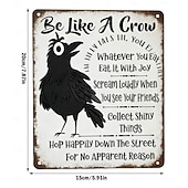olcso fali szobrok-légy olyan, mint egy varjú vintage fém tábla, vicces pozitív falikép, varjú művészeti fali plakett humoros idézettel, rusztikus parasztház dekoráció otthoni irodába, konyhába és bárba, inspiráló