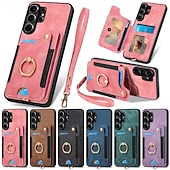 cheap 2026 Samsung Galaxy S26 Series-Phone Case For Samsung Galaxy S26 S25 Edge S24 S23 FE S22 Plus  Ultra A56 A36 A26 A16 A06 Wallet Case with Wrist Strap Shockproof TPU PU Leather