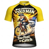 cheap Men's Jerseys-Men Cycling Jersey Downhill Jersey Funny Never Underestimate An Old Man With A Bicycle Short Sleeve Bike Shirt Jersey T Shirt with 3 Rear Pockets Mountain Bike MTB Road Bike Cycling UV Resistant Fast