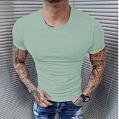 economico T-shirt in Cotone e Lino-Per uomo Maglietta Maglietta di bambù Manica Corta Girocollo Estate Primavera Stile Classico Bianco Maglietta Top per Uomo