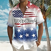  Per uomo 4 luglio, 250° anniversario degli Stati Uniti Bandiera degli Stati Uniti Noi, il popolo Camicia Camicia Estiva Camicia con Bottoni Manica Corta Patriotico All'aperto Ferie Estate Primavera