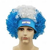 levne Karnevalové paruky-Afro paruka s vlajkou více zemí a čelenkou - barevná kudrnatá rekvizita pro fandění sportovním fanouškům