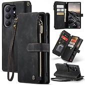 abordables 2026 Samsung Galaxy S26 Serie-teléfono Funda Para Samsung galaxia S26 S26 Ultra Plus Tarjetas billetera con Soporte con correa de muñeca Ranura para tarjetas Retro TPU Cuero de PU