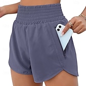 cheap Athletic Shorts-Women's Athletic Shorts Shorts Summer Shorts Beach Shorts Vacation Fashion Casual Daily Short High Waist Elastic Waistband Asymmetric Zipper Pocket Comfort Quick Dry Soft Micro-elastic Streetwear