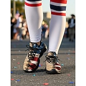  Teniși kaki pentru femei cu steagul SUA – pantofi de alergare ușori și respirabili, cu șireturi, stele patriotice &stil dungi pentru Ziua Independenței, parade, festivaluri, plimbări în aer liber