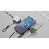 baratos Carregadores Sem Fio-Estação de carregamento sem fio dois em um - estação de carregamento portátil dobrável eletromagnética de carregamento rápido - adequada para iPhone 16, 15, 14 Pro, Apple Watch e AirPods.