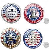 olcso Az Egyesült Államok 250. évfordulója-4 db-os amerikai 250. évfordulós hajtókatű 1776-2026 hazafias fehér sas szabadságharang emlékbross szuvenír hazafiaknak veteránok gyűjtők hátizsák dzseki dekoráció