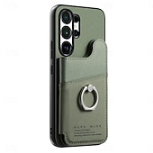 billiga 2026 Samsung Galaxy S26 Serien-telefon fodral Till Samsung Galaxy S26 S26 Plus S26 Ultra Skal med stativ Ringhållare Ringspänne Kontor / företag TPU PU läder