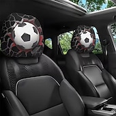 billiga Hemtextil-2 st nackstödsskydd med fotbollstryck, bilinredning, moderiktigt sätesskydd, enkla att installera, lämpliga för långkörning, stadspendling, perfekt rolig bildekor, ökad komfort
