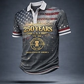  4η Ιουλίου 2026 250η Ανδρικά Αμερικανική σημαία των ΗΠΑ Μπλουζάκια πόλο Κοντομάνικο Μπλουζάκια πόλο Πέτο Καθημερινό Επιχείρηση Ένδυση γυμναστικής και άθλησης 3D εκτύπωση Κουμπιά Ανοιξη καλοκαίρι