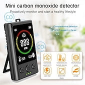 billiga Testare och detektorer-3-i-1 kolmonoxiddetektor, bärbar kolmonoxidmätare med temperaturmätare &amp;fuktighetssensor, noggrant digitalt CO-larm med elektrokemisk sensor, hörbar varning för hem, husbil, camping