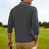 cheap Men's Classic Polo-Men's Golf Shirt Golf Polos Shirts Casual Street Lapel Long Sleeve Basic Modern Plain Buttons Spring Fall Regular Fit Black White Red Navy Blue Dark Grey Light Blue Golf Shirt