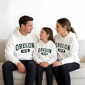 cheap Daily Family Matching-Family Tops Letter Casual Print Red Light Purple Beige Long Sleeve Active Matching Outfits