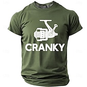 cheap Hobby Tees-Men's Cranky Fishing Reel Spinning Reel Funny Humorous Pun Fisherman Gift T Shirt Graphic Regular Fit Outdoor Fishing Trip Designer Clothing Apparel S M L XL XXL XXXL