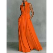  Pentru femei Rochie Maxi Rochie de Cocktail Rochii din Șifon Elegant Modă Modern Vacanță Petrecere Sfârșit de săptămână Potrivire Largă Simplu Fără manșon Gât Înalt Albastru piscină Roz Îmbujorat