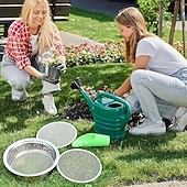 billiga trädgårdshandverktyg-Rostfritt stålsiktset för trädgårdsskötsel med 5 storlekar 1/3/6/9/12 mm utbytbara maskor inklusive spade, perfekt för trädgårdsskötsel &amp;, jordsiktverktyg, avtagbar kompostskärm för jord, sand, stenar