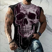 ieftine craniu și os-Tricou bărbătesc fără mâneci cu imprimeu de craniu, maiou hardcore biker, grafică, cămașă musculoasă, streetwear, designer de îmbrăcăminte, s, m, l, xl, xxl, xxxl