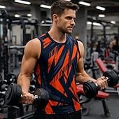 billige Løpe T-skjorter og tanktopper-Herre Grafisk Geometrisk Treningstank topp Singlet til jogging Gymtopp Sommer Ermeløs Hurtigtørkende Myk Pustende Treningsøkt Løp Vandring Jogge Gul Rød Blå Sports Sportsklær