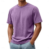  Per uomo Maglietta Camicia 100% cotone lavaggio acido Manica Corta Girocollo Estate Primavera Autunno Semplice Retrò Vintage Casual Stile Vintage Tinto in capo angosciato Casuale Blu Nero Rosa