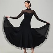 Χαμηλού Κόστους Ανταγωνιστικά Ρούχα-Επίσημος Χορός Φόρεμα Πλισέ Καθαρό Χρώμα Κόψιμο Γυναικεία Πάρτι Εκπαίδευση Επίδοση Μακρυμάνικο Ψηλό Σπαντέξ Πολυεστέρας