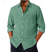economico camicia da uomo con bottoni-Camicia da Uomo SoftFade™ Camicia Casual Camicia Button Up Camicia Cargo Camicia Acid Wash Rossa Manica Lunga Piana Colletto Quotidiano Abbigliamento Esterno Moda Moderna Casual Comfort