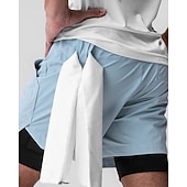 お買い得  ランニングショーツ-男性用 ランニングショーツ アスレチックショーツ ジムショーツ ドローストリング ポケット 2 イン 1 コンプレッションライナー付き ショートパンツ カジュアル 日常 アウトドア 夏 春 速乾性 ライトウェイト 吸汗性 ジムトレーニング 屋外 アスレチック レギュラー スポーツウェア アクティブウェア ブルー ブラック カモフラージュ