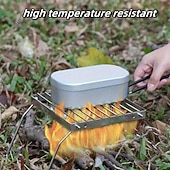 voordelige Grills voor buiten koken-Opvouwbare roestvrijstalen vuurkorfstandaard voor buiten, beschermt voedsel tegen direct contact, geschikt voor kamperen, barbecueën, koken en verwarmen. Een essentieel accessoire voor buitenkoken.