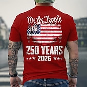 levne Patriotických 250 triček-4. července 2026 250. památný den Pánské 3D tisk tričko s americkou vlajkou kulatý výstřih krátký rukáv každodenní ulice