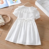 cheap Daily Family Matching-Mommy and Me Dresses Solid Color Casual Ruched White Short Sleeve Midi Active Matching Outfits